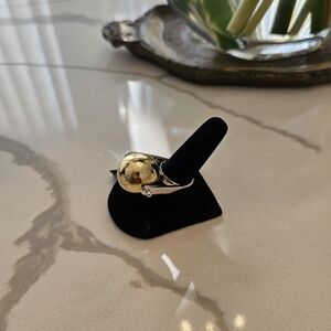 nOir Jewelry Gold Sphere Ring with Silver Band